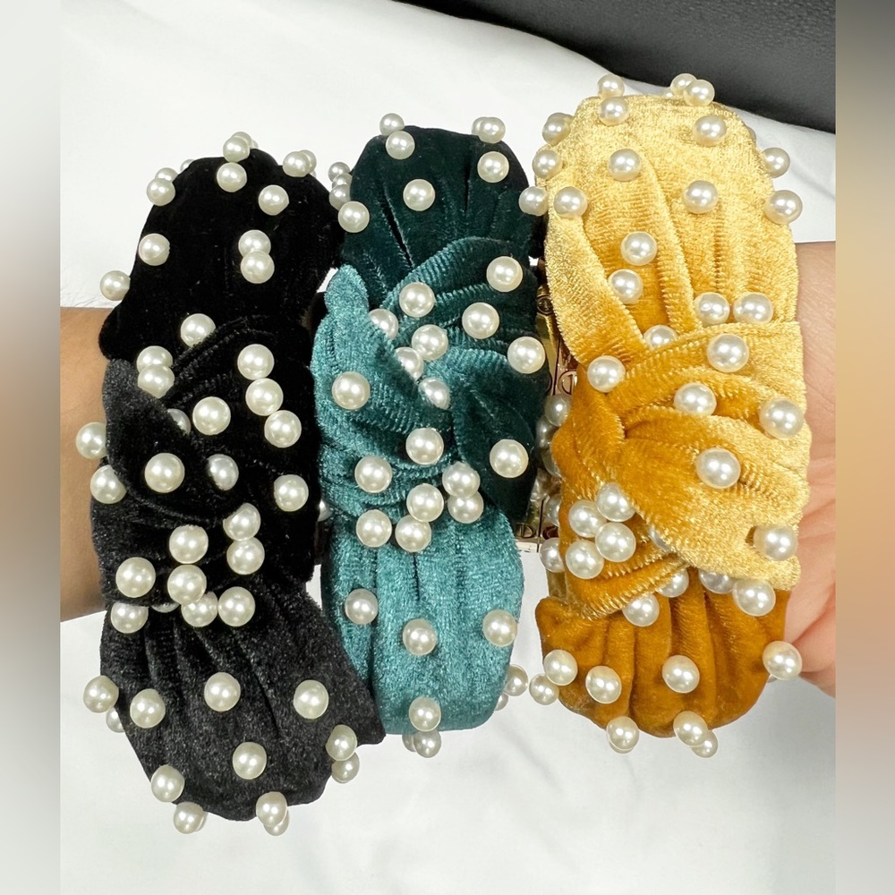 3 Headbands for Women, Knotted Headbands Pearl